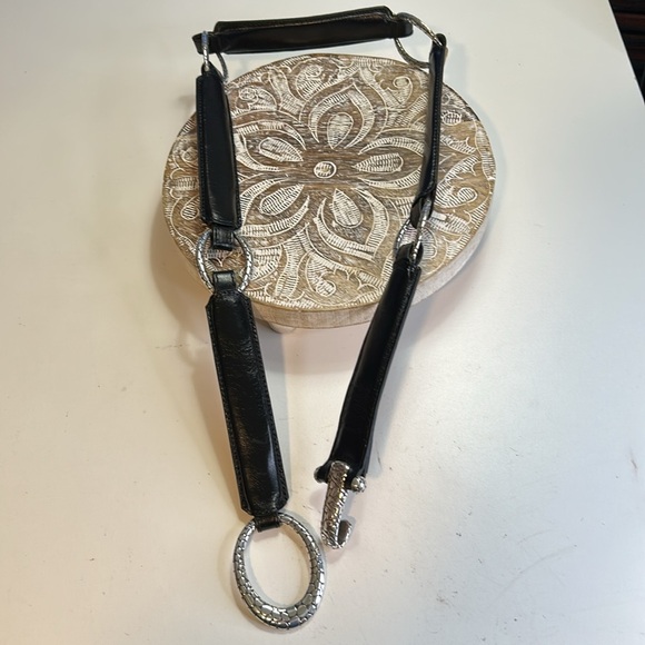 BRIGHTON WOMENS BLACK SILVER CLASP AND SILVER OVAL BUCKEL WESTERN  BELT SZ 38 - Picture 5 of 13